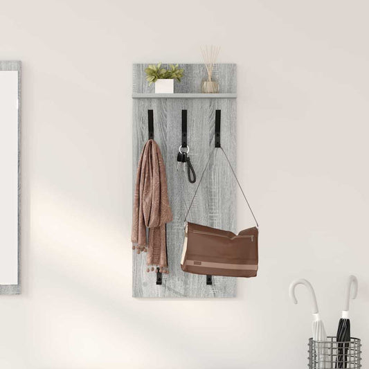 Fali Kabáthorog polcokkal Szürke Sonoma 40 x 10 x 90 cm Faanyag