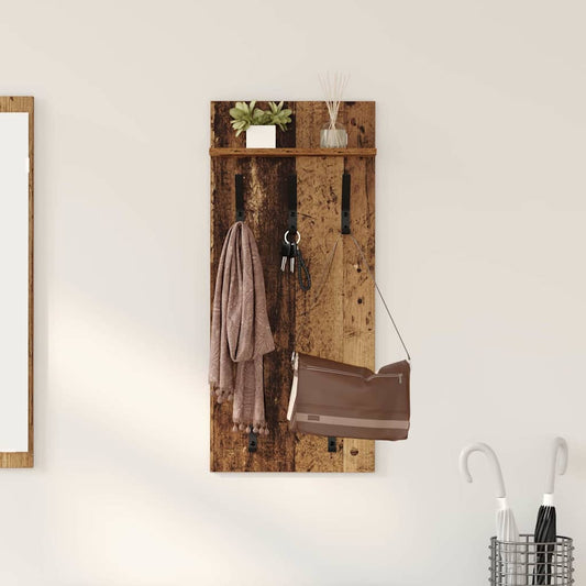 Fali Kabáthorog polcokkal Öreg fa 40 x 10 x 90 cm Faanyag