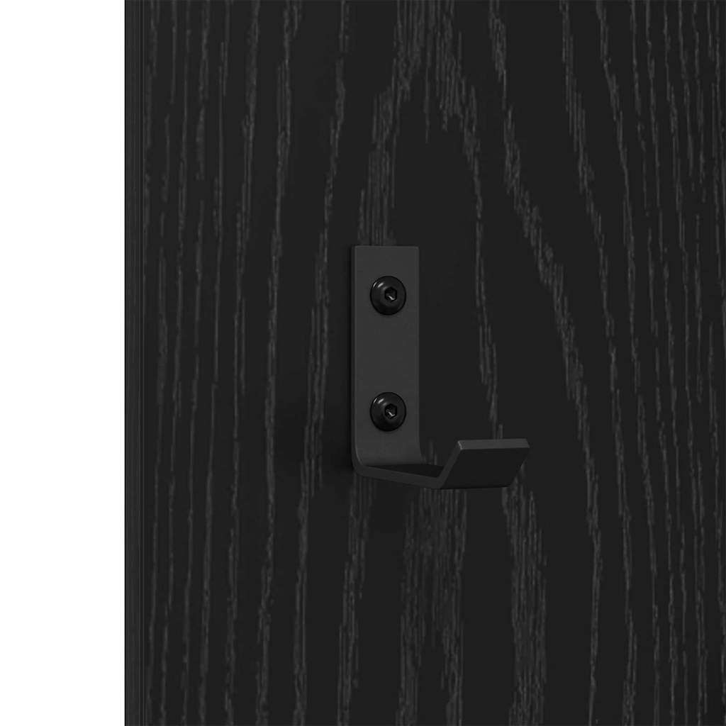 Fali Kabáthorog tárolóval Fekete tölgy 30 x 1,5 x 80 cm Faanyag