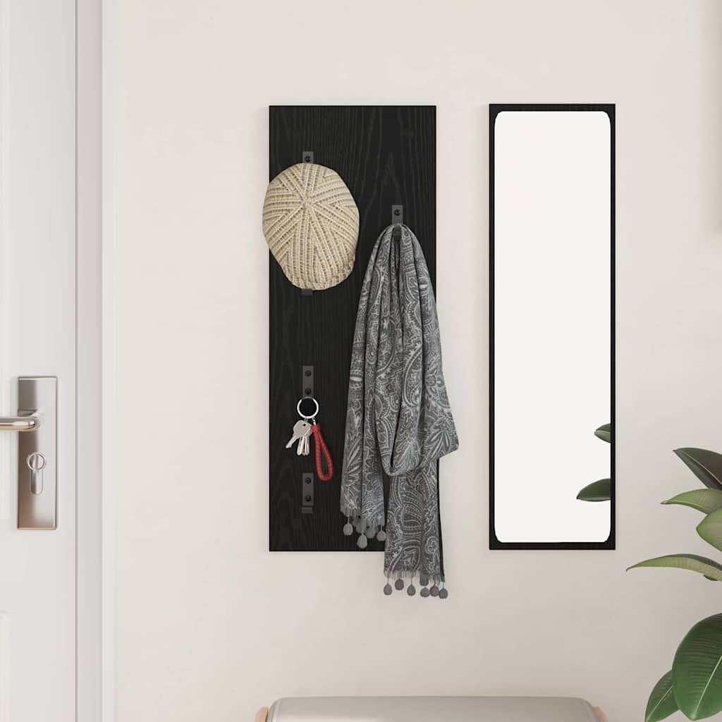 Fali Kabáthorog tárolóval Fekete tölgy 30 x 1,5 x 80 cm Faanyag