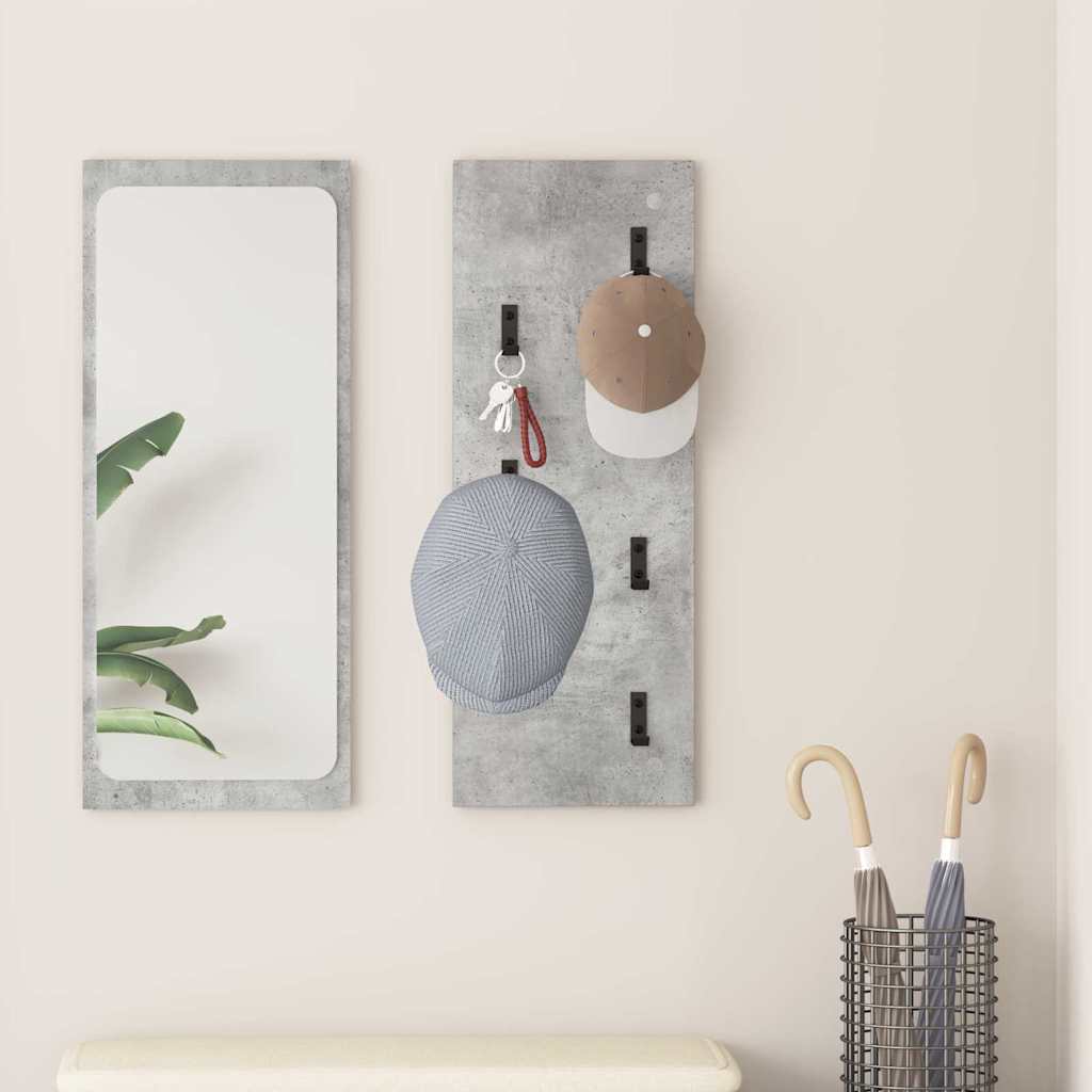 Fali Kabáthorog tárolóval Beton Szürke 30 x 1,5 x 80 cm Faanyag