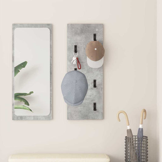 Fali Kabáthorog tárolóval Beton Szürke 30 x 1,5 x 80 cm Faanyag
