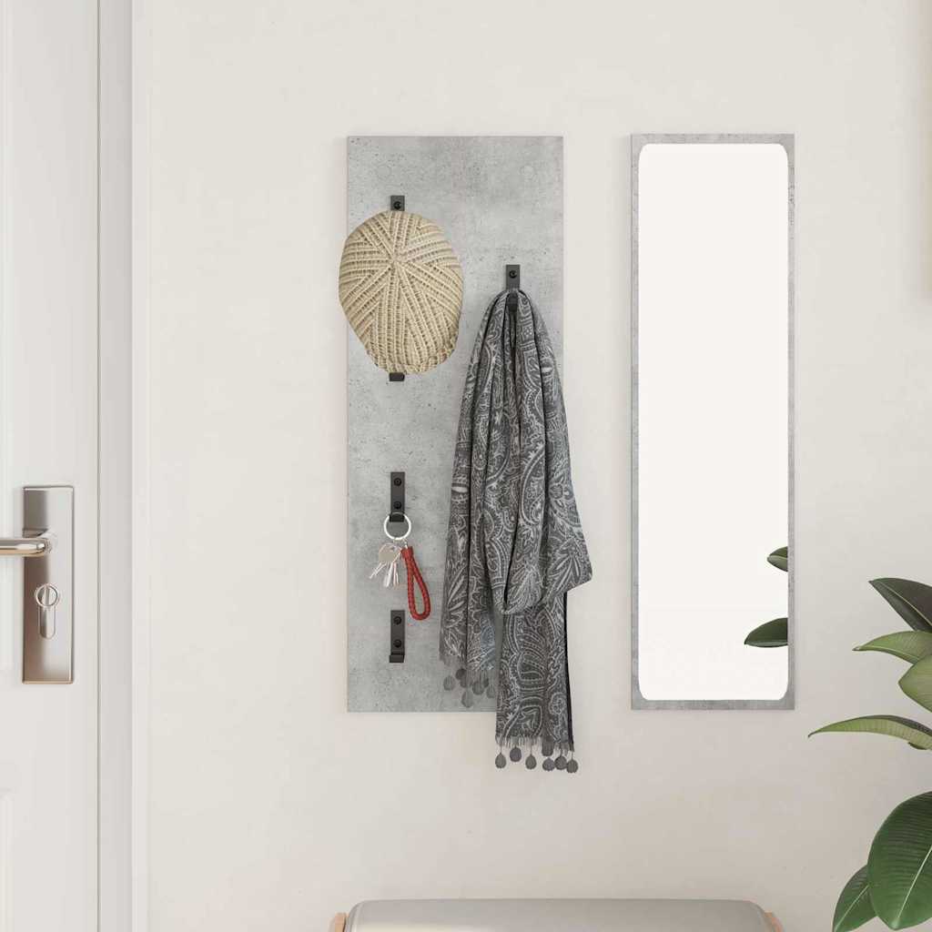 Fali Kabáthorog tárolóval Beton Szürke 30 x 1,5 x 80 cm Faanyag