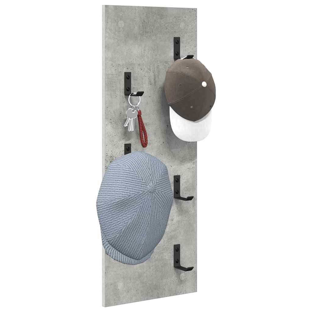 Fali Kabáthorog tárolóval Beton Szürke 30 x 1,5 x 80 cm Faanyag
