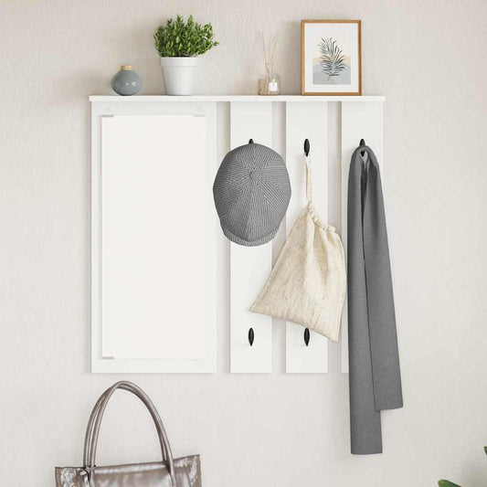 Fali Kabáthorog polcokkal Fehér 84 x 10 x 80 cm Faanyag
