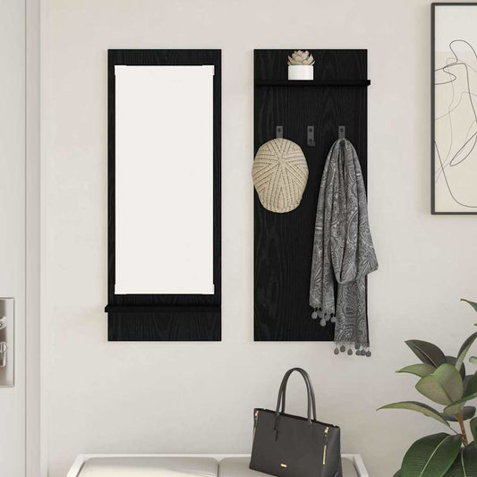 Fali Kabáthorog polcokkal Fekete tölgy 70 x 10 x 90 cm Faanyag