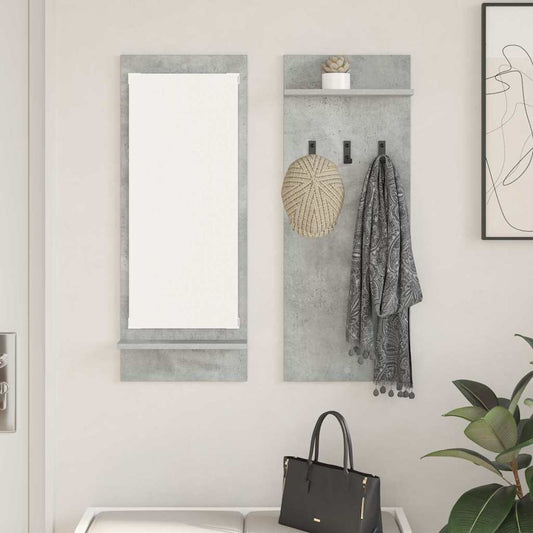 Fali Kabáthorog polcokkal Beton Szürke 70 x 10 x 90 cm Faanyag
