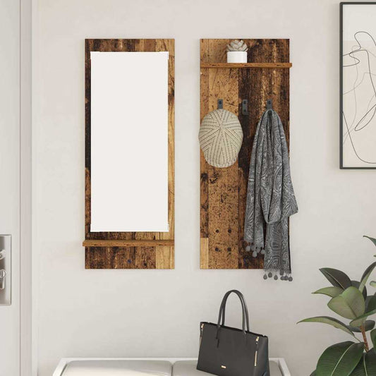 Fali Kabáthorog polcokkal Öreg fa 70 x 10 x 90 cm Faanyag