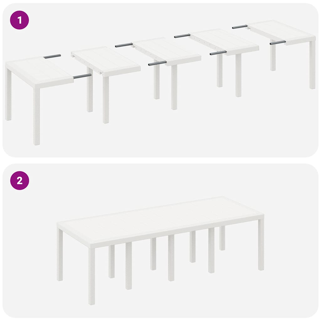 Kerti Asztal Fehér 250 x 100 x 73 cm polirattan