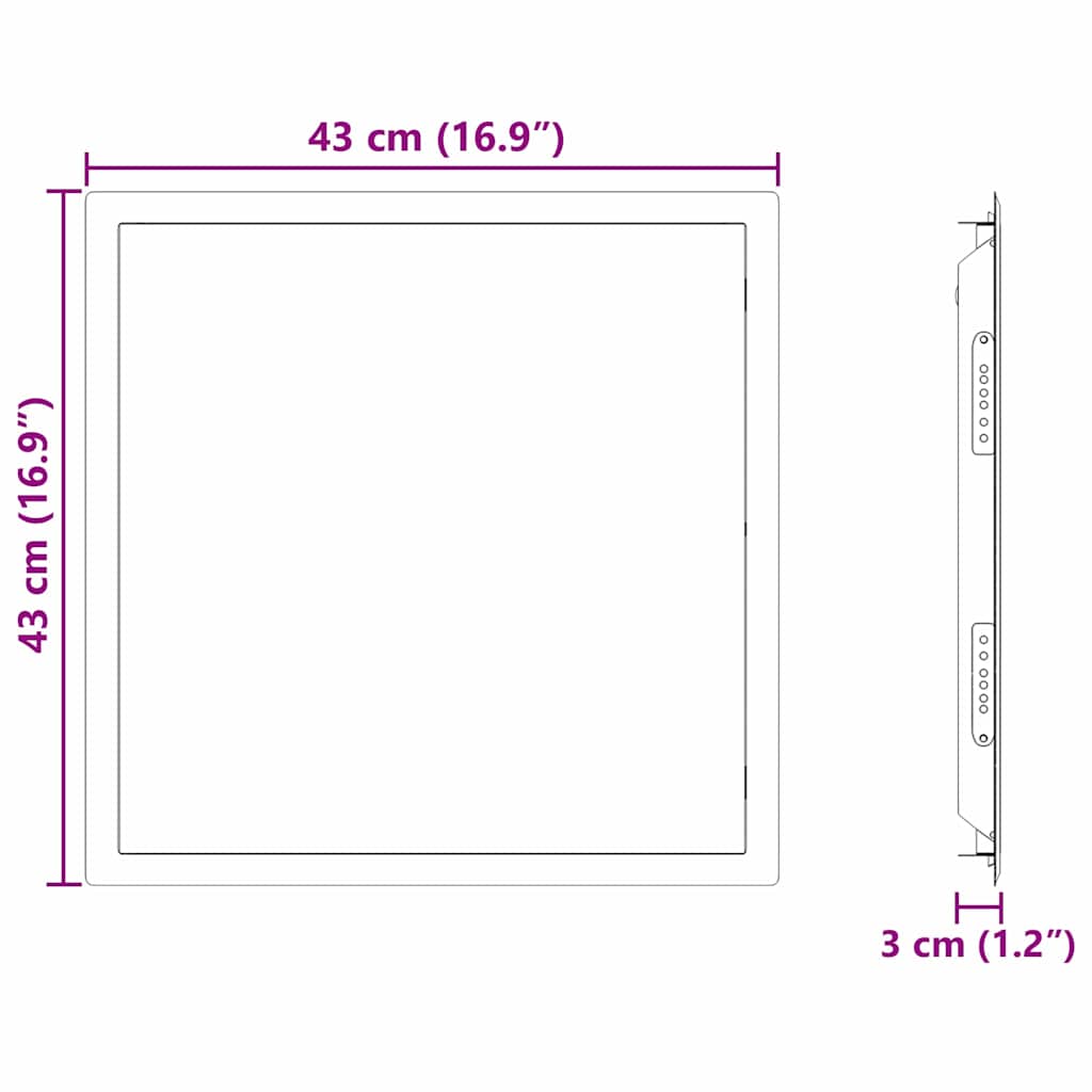 Hozzáférési panel Fehér 43 x 43 x 3 cm Acél
