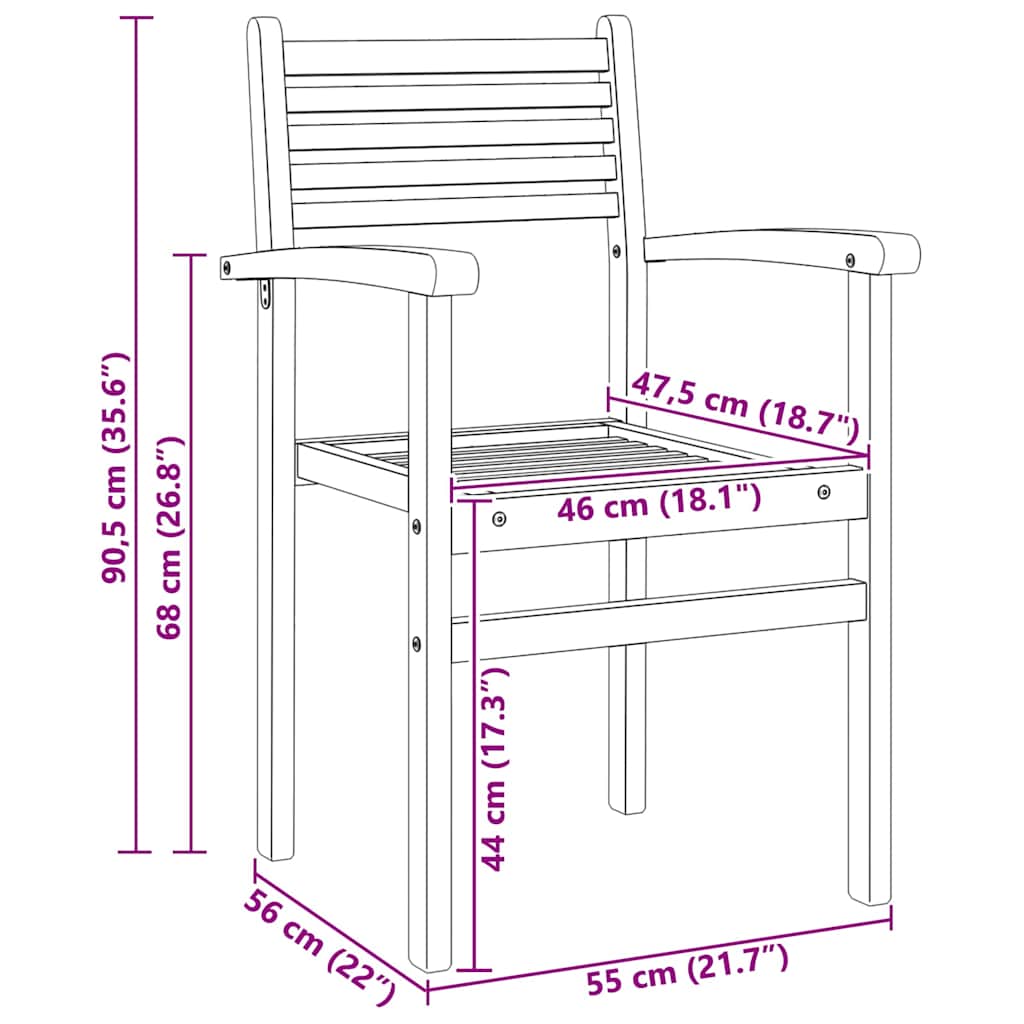 Szék 6 pcs Barna 56 x 55 x 90.5 cm Tömör Teakfa