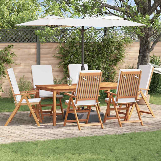 Kerti Szék 6 pcs Barna és fehér 57 x 71,5 x 104 cm Tömör Teakfa