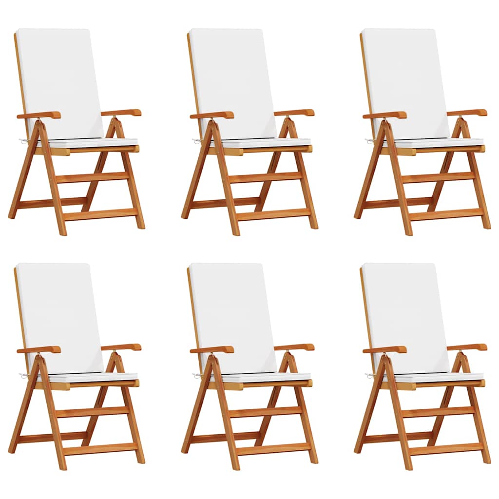 Kerti Szék 6 pcs Barna és fehér 57 x 71,5 x 104 cm Tömör Teakfa