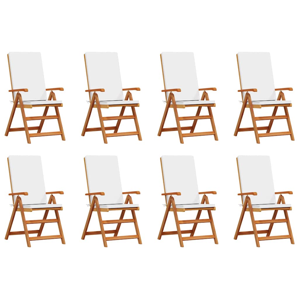 Kerti Szék 8 pcs Barna és fehér 57 x 71,5 x 104 cm Tömör Teakfa