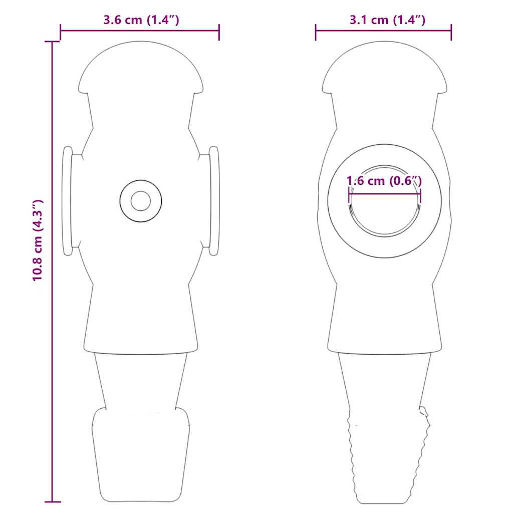 Fociasztal Játékosok 24 pcs Fekete és Fehér 3,6 x 3,1 x 10,8 cm