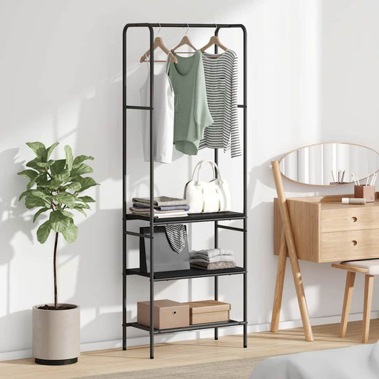 Ruhafogó polcokkal Fekete tölgy 60 x 30 x 171 cm Faanyag
