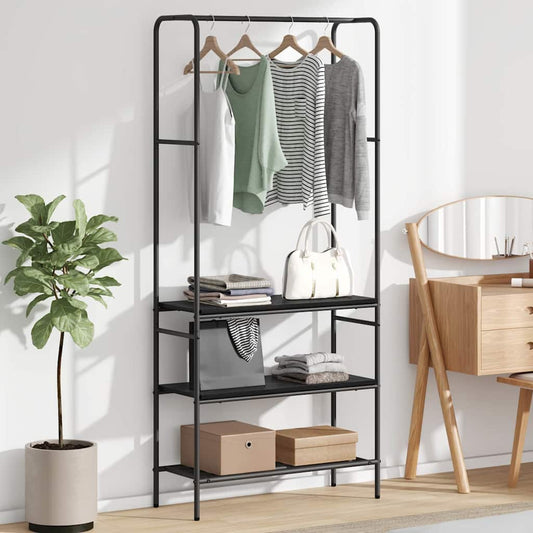 Ruhafogó polcokkal Fekete tölgy 77 x 30 x 171 cm Faanyag