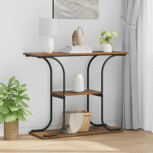 Konzolasztal polcokkal Öreg fa 101 x 35 x 80,5 cm Faanyag