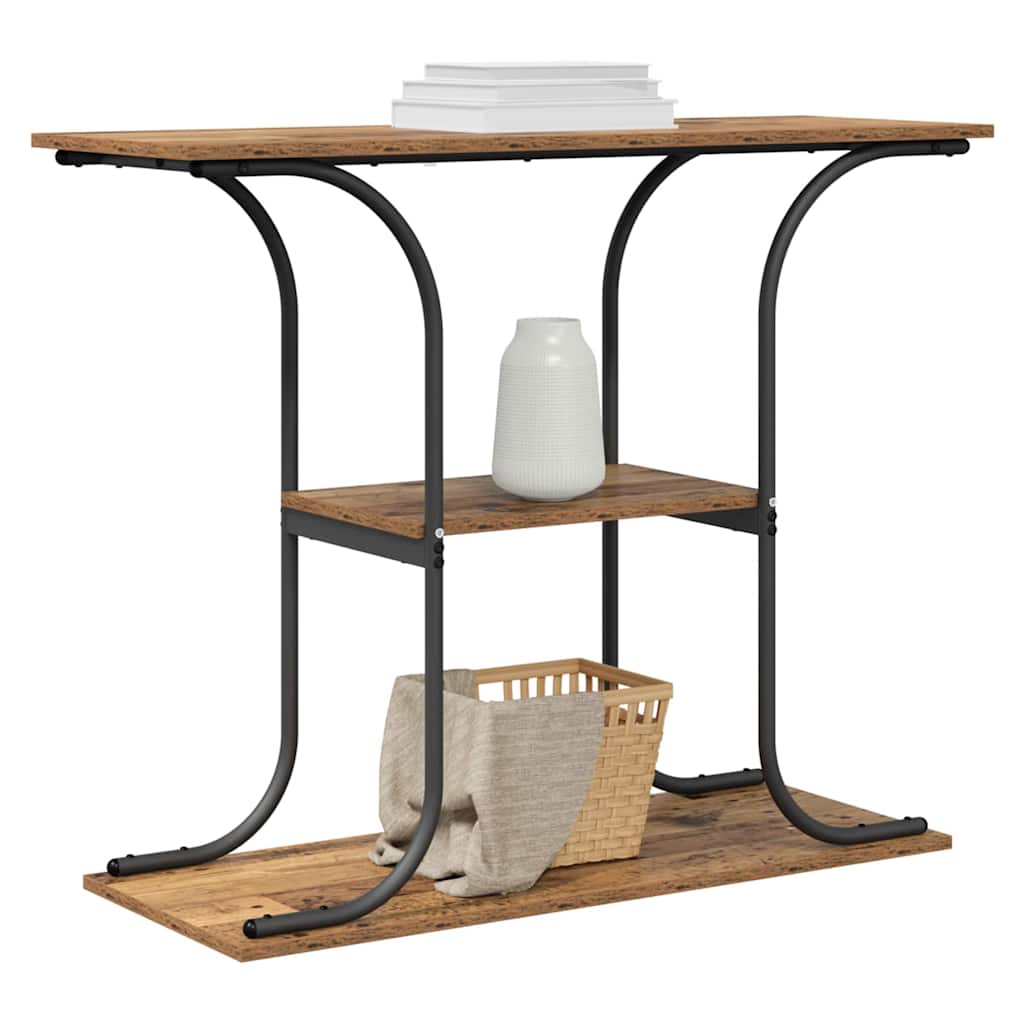 Konzolasztal polcokkal Öreg fa 101 x 35 x 80,5 cm Szerelt Fa