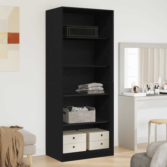 Ruhásszekrény polcokkal Fekete tölgy 80 x 50 x 200 cm Faanyag