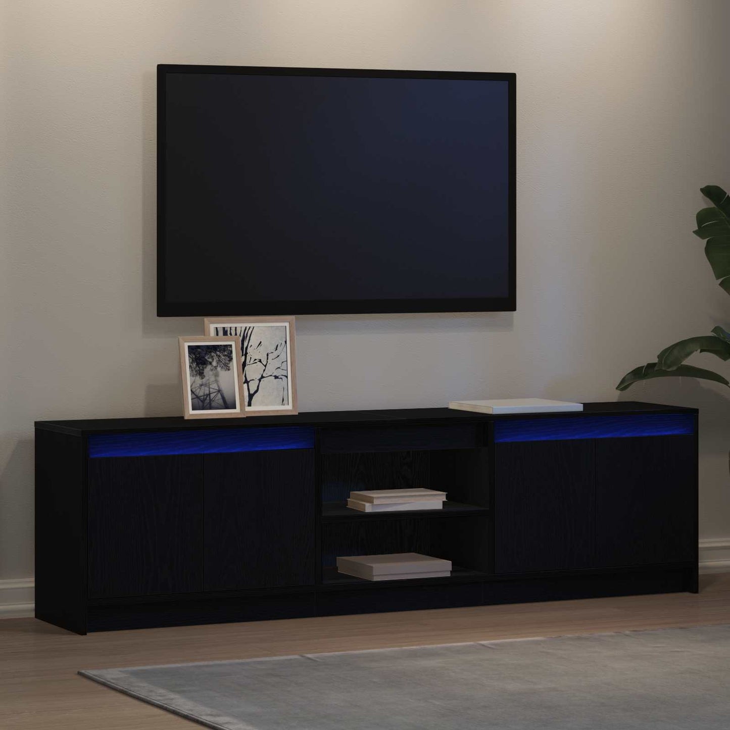 TV egységek 2 pcs Fekete 180 x 34 x 50 cm Faanyag