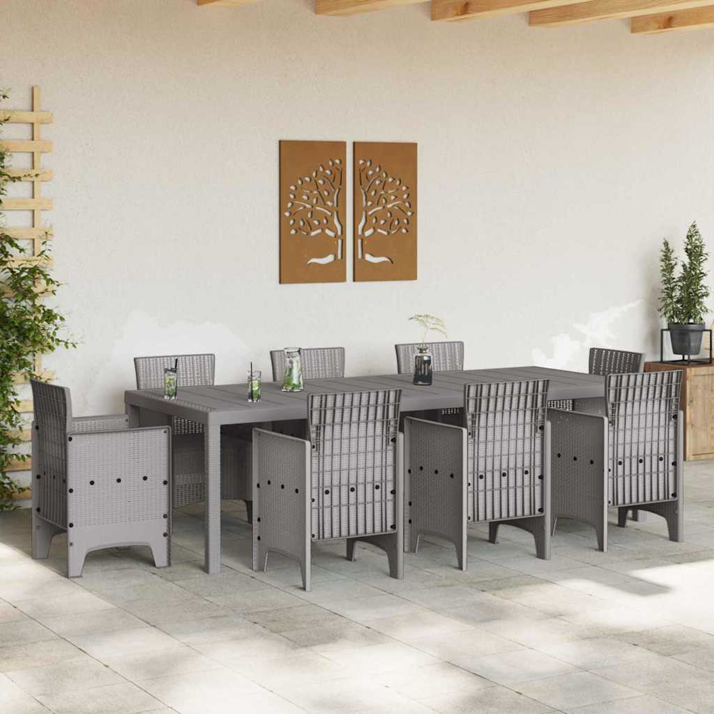 Kerti Asztal Világosszürke 250 x 100 x 73 cm polirattan