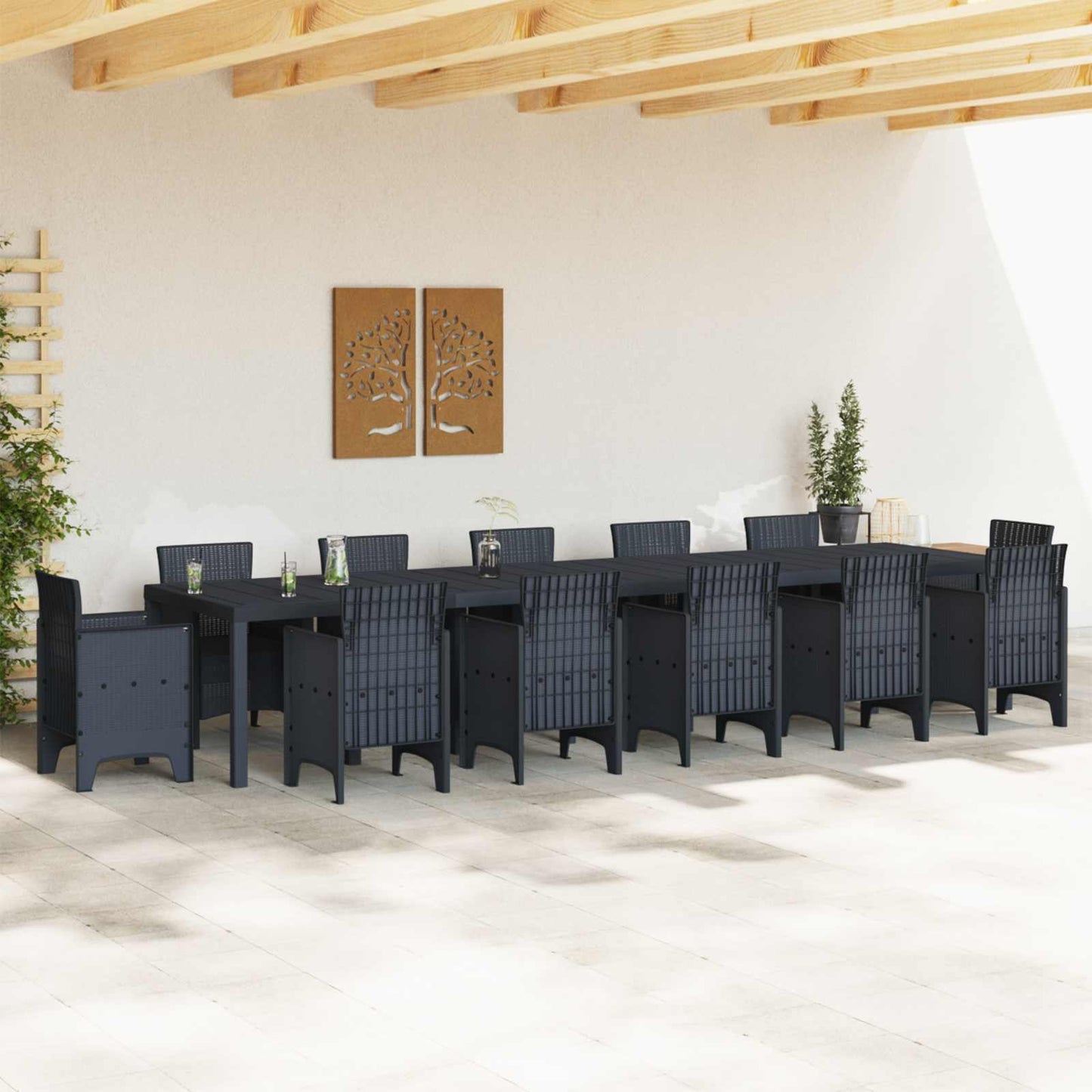 Kerti Asztal Antracit 400 x 100 x 73 cm polirattan