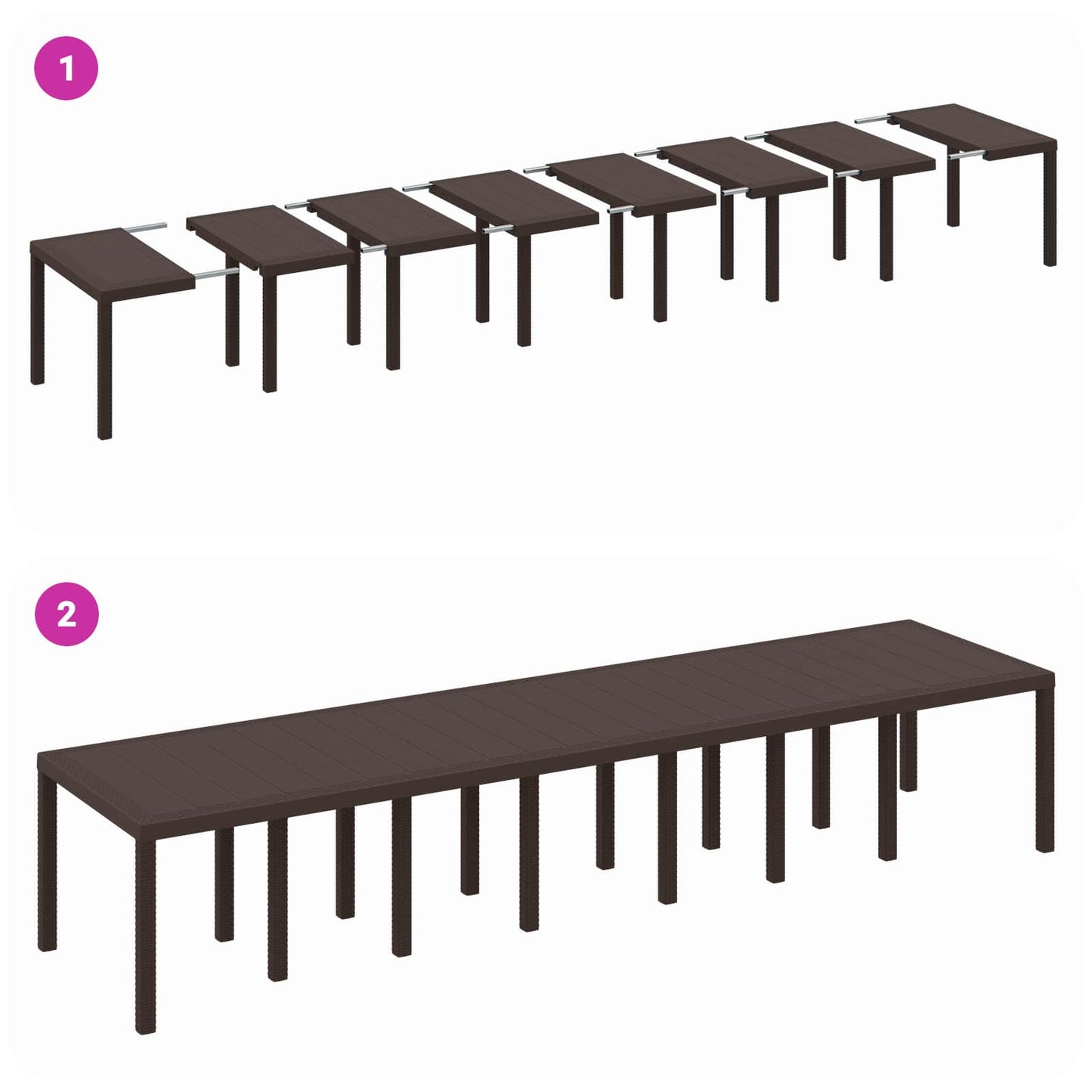 Kerti Asztal Barna 400 x 100 x 73 cm polirattan