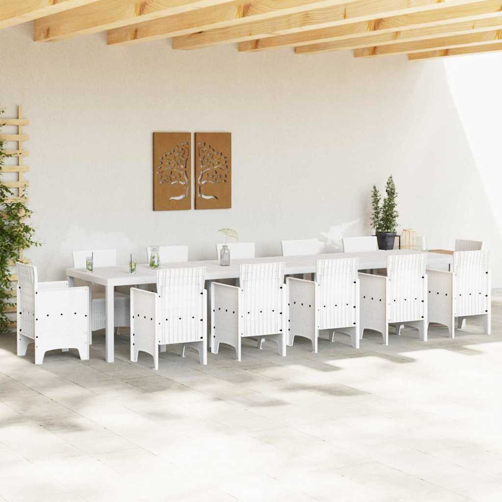 Kerti Asztal Fehér 400 x 100 x 73 cm polirattan