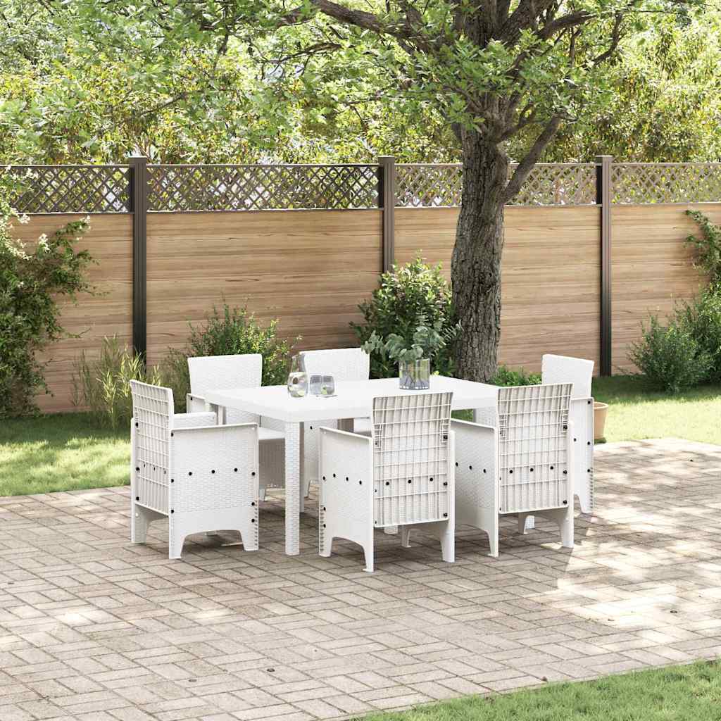 Kert étkező szett 7 pcs Fehér Polt rattan