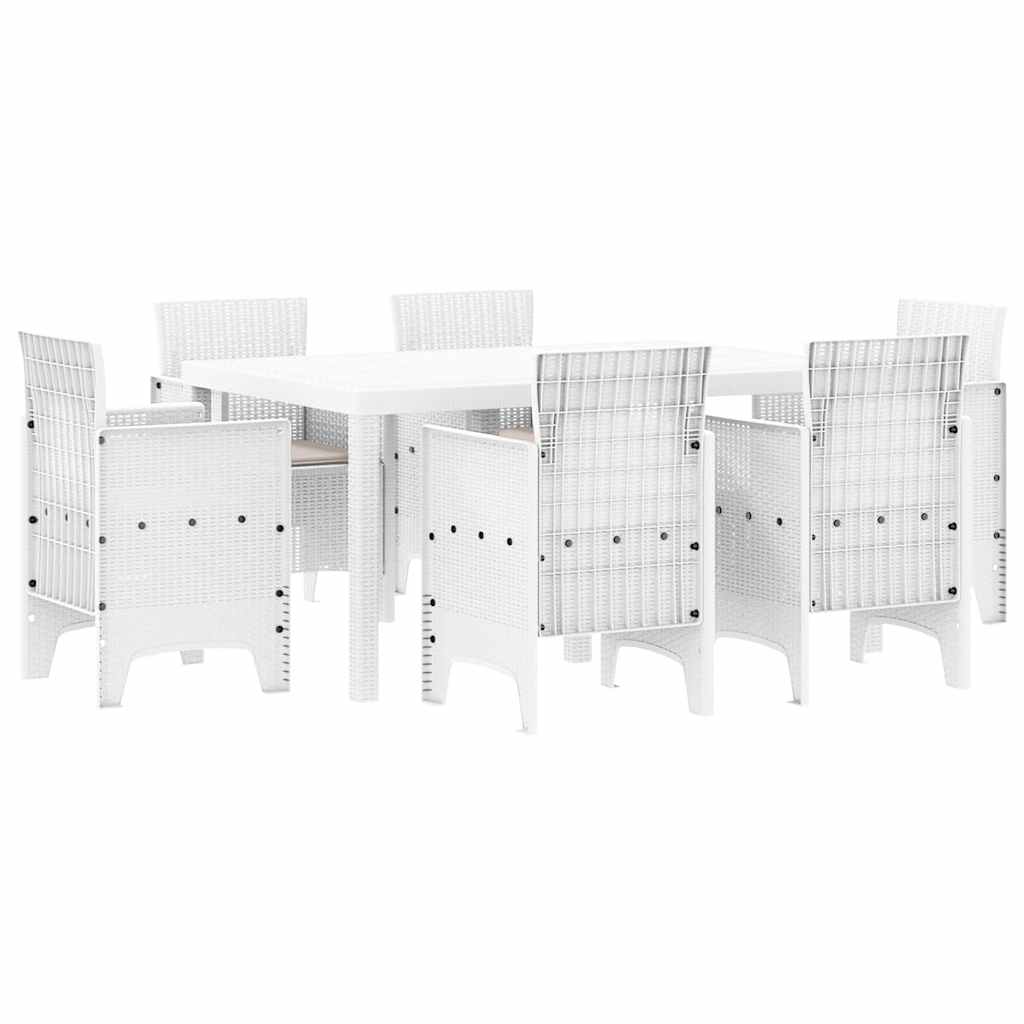 Kert étkező szett 7 pcs Fehér Polt rattan
