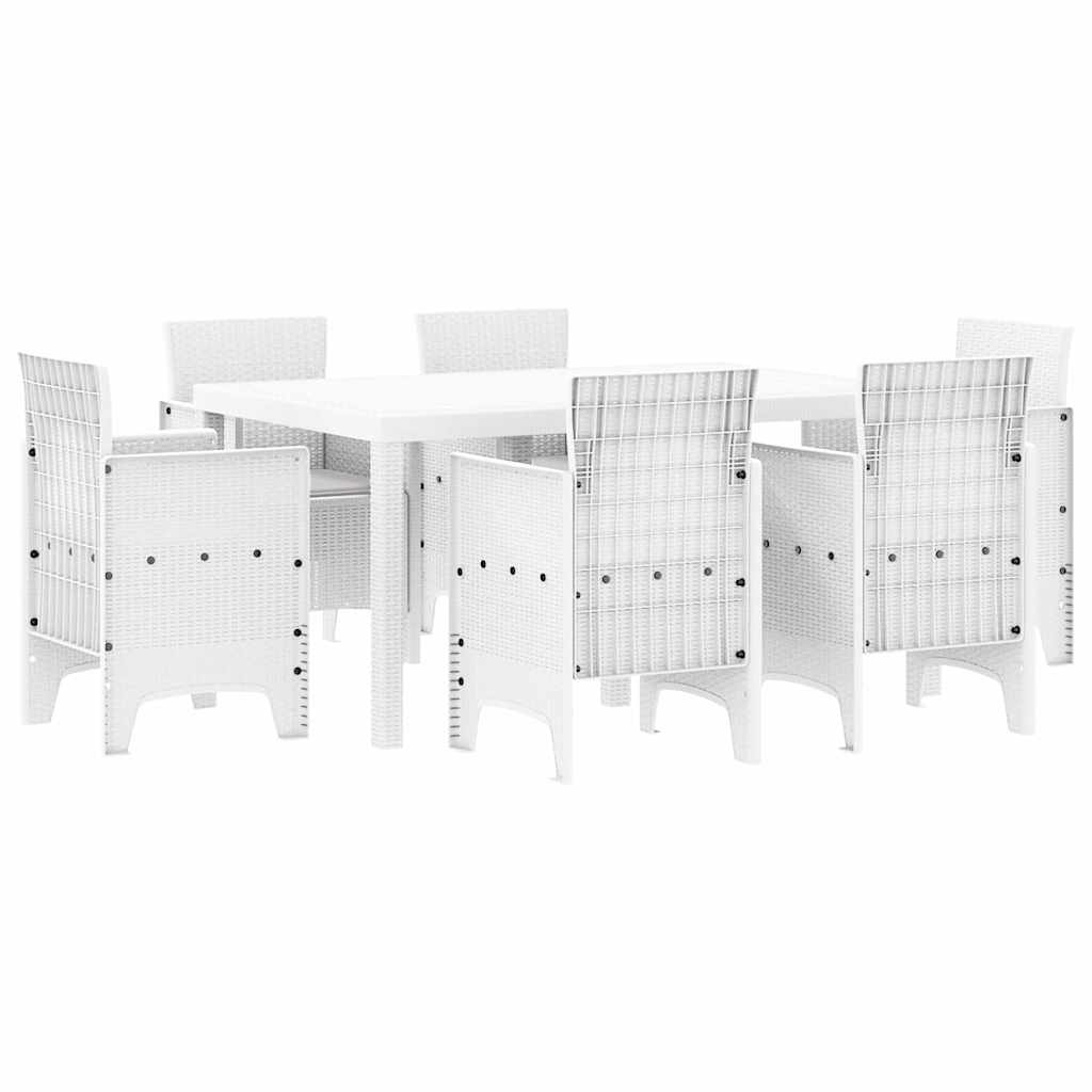 Kert étkező szett 7 pcs Fehér Polt rattan