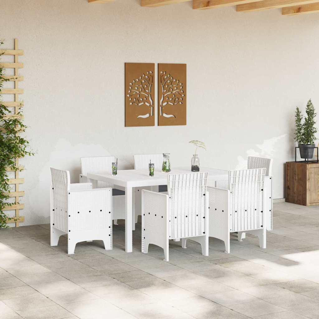 Kert étkező szett 7 pcs Fehér Polt rattan