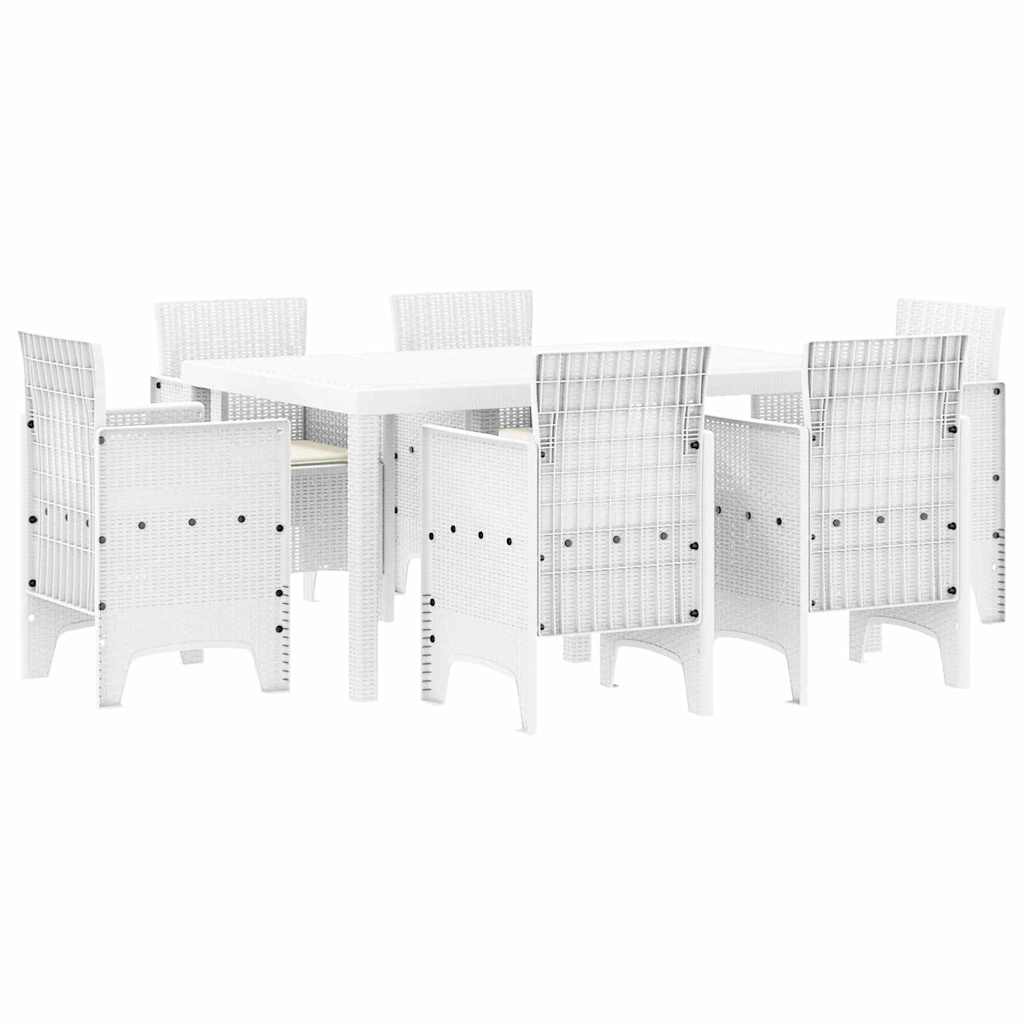 Kert étkező szett 7 pcs Fehér Polt rattan