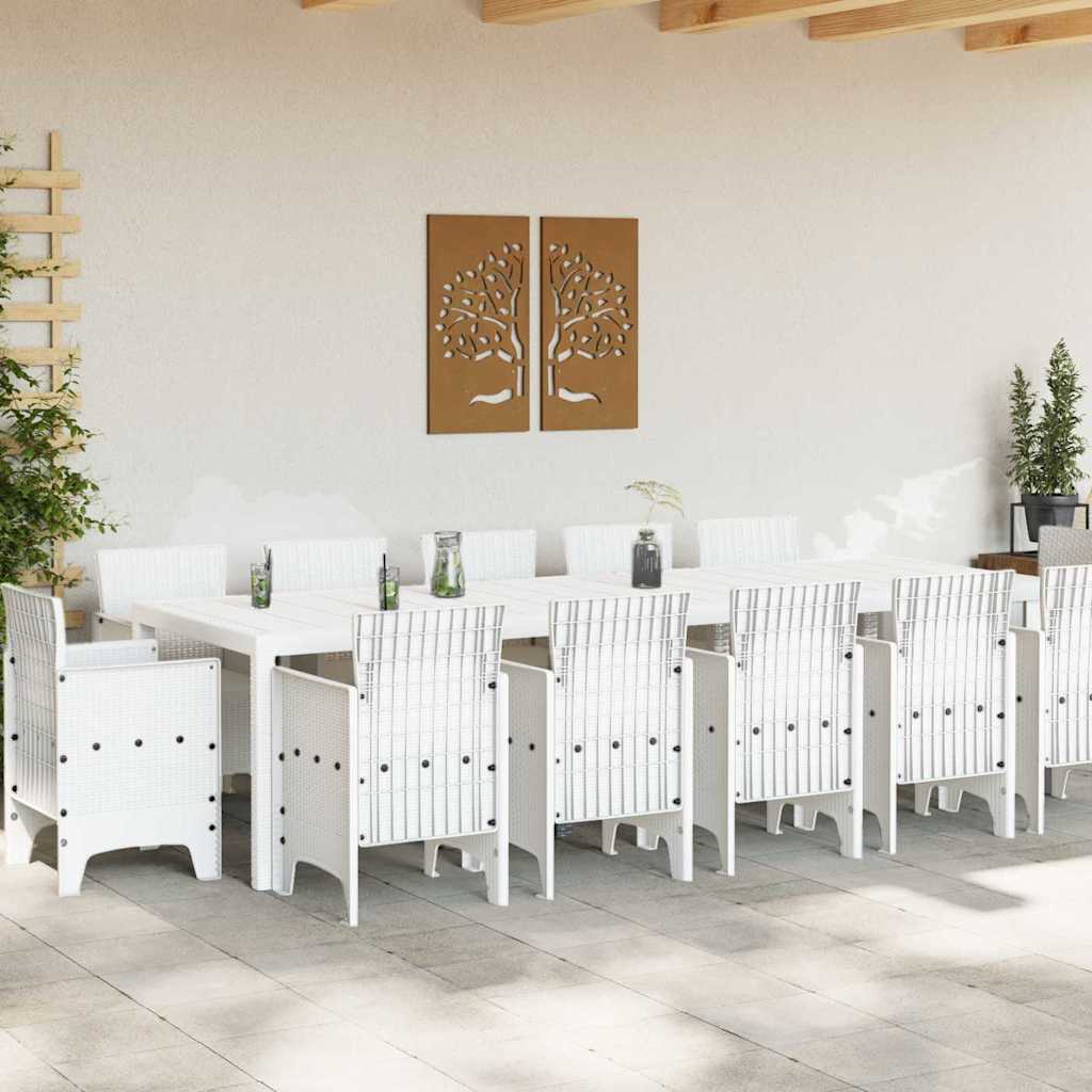 Kert étkező szett 13 pcs Fehér Poli rattan