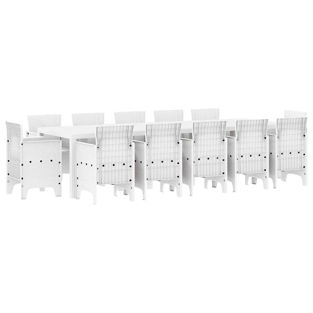 Kert étkező szett 13 pcs Fehér Poli rattan