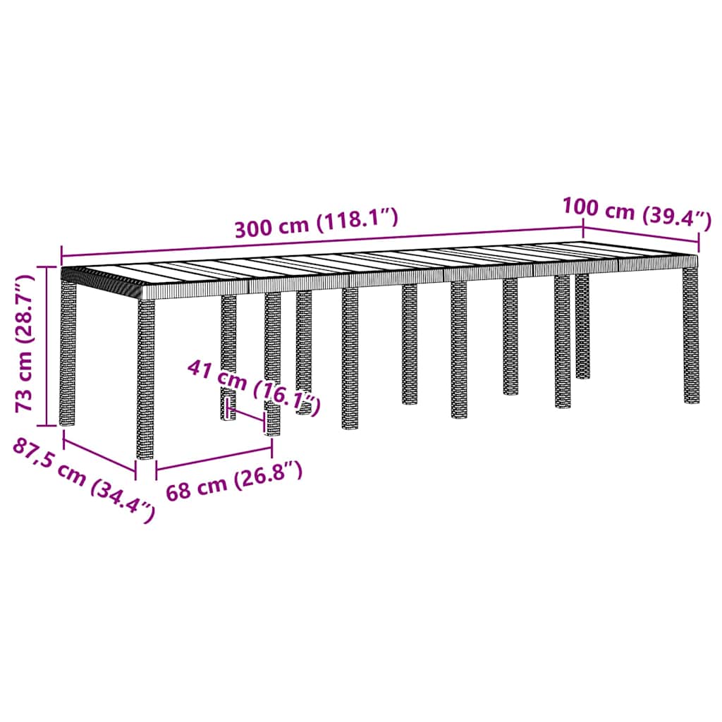 Kert étkező szett 13 pcs Fehér Poli rattan