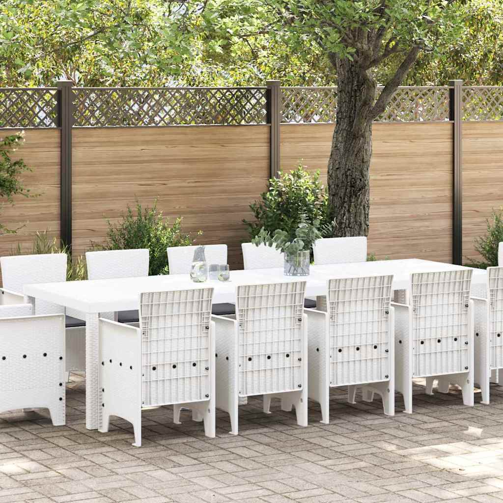Kert étkező szett párnával 13 pcs Fehér Mű rattan és fém