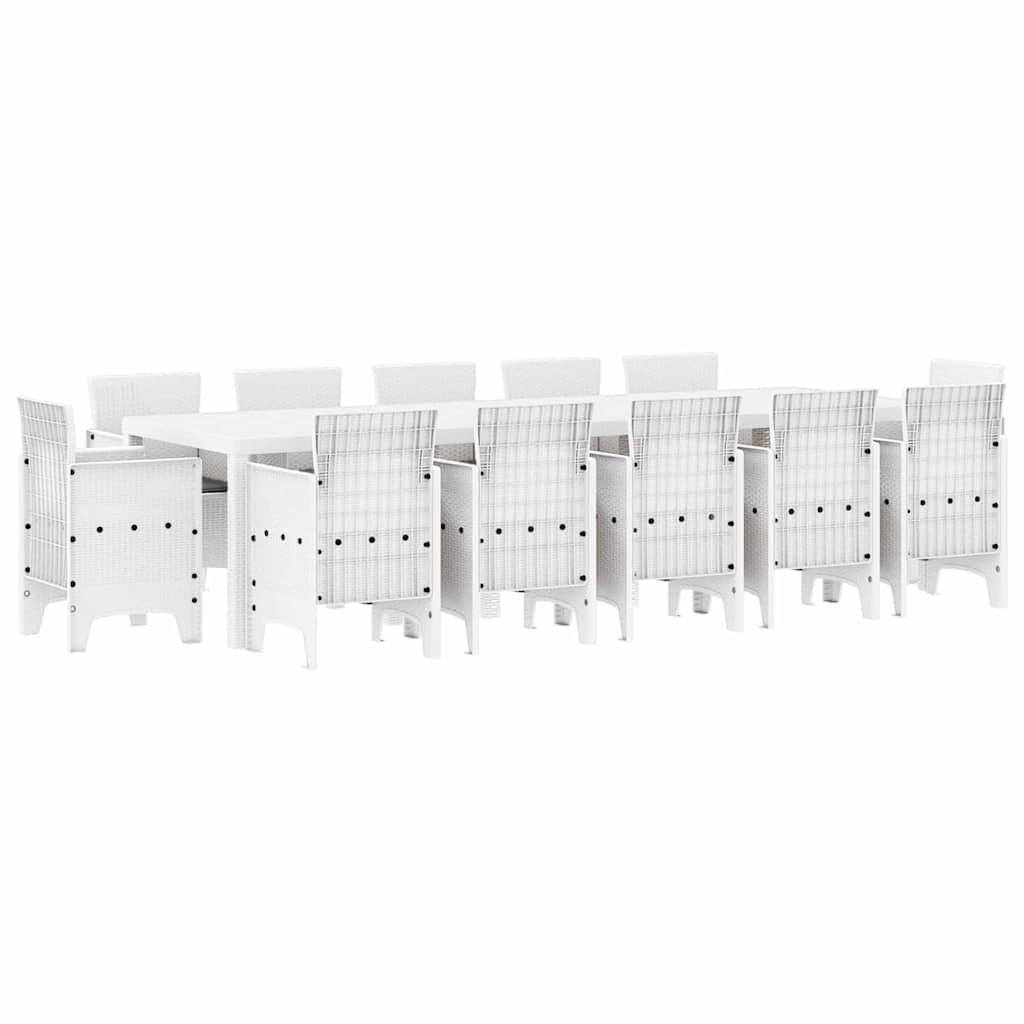Kert étkező szett párnával 13 pcs Fehér Mű rattan és fém