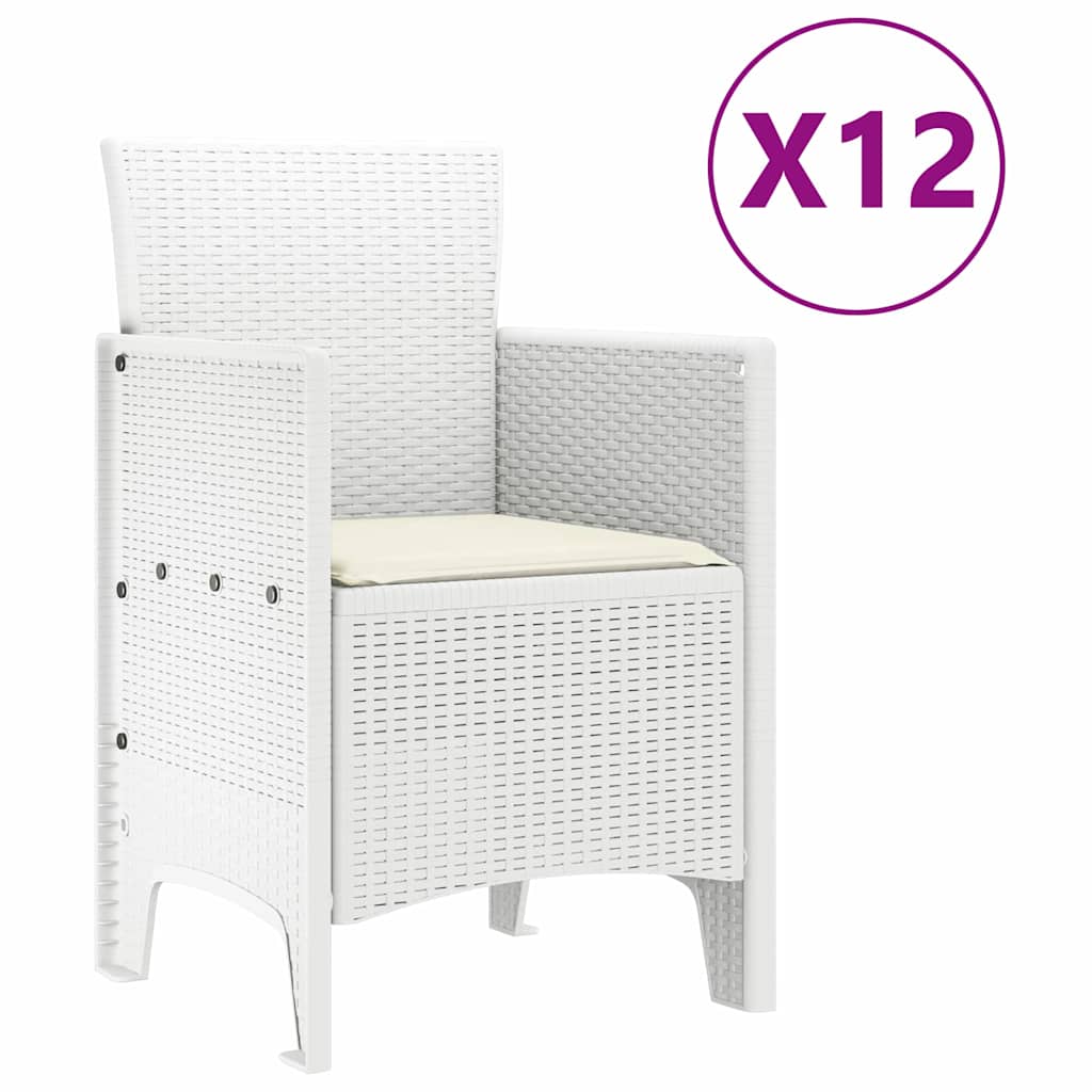 Kert étkező szett párnával 13 pcs Fehér Poli rattan és pamut