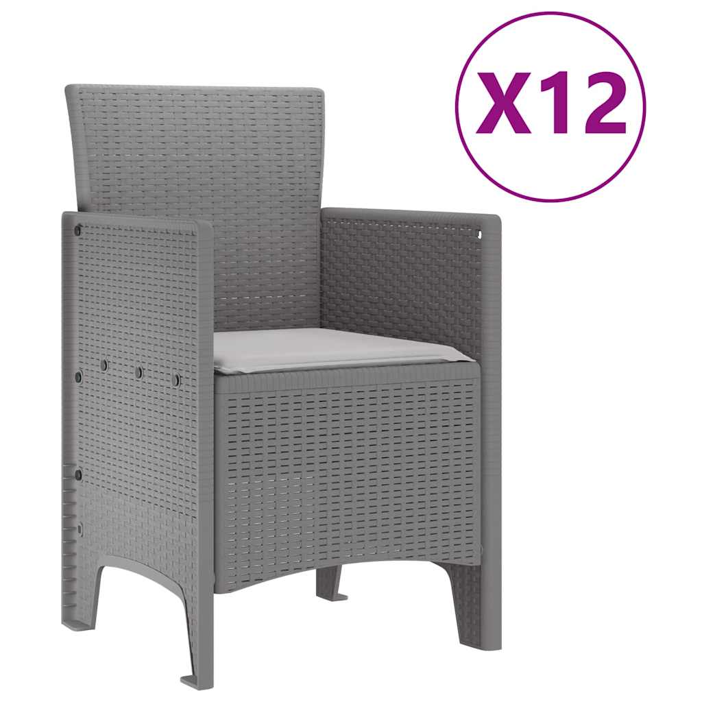 Kert étkező szett 13 db Világosszürke Poli rattan