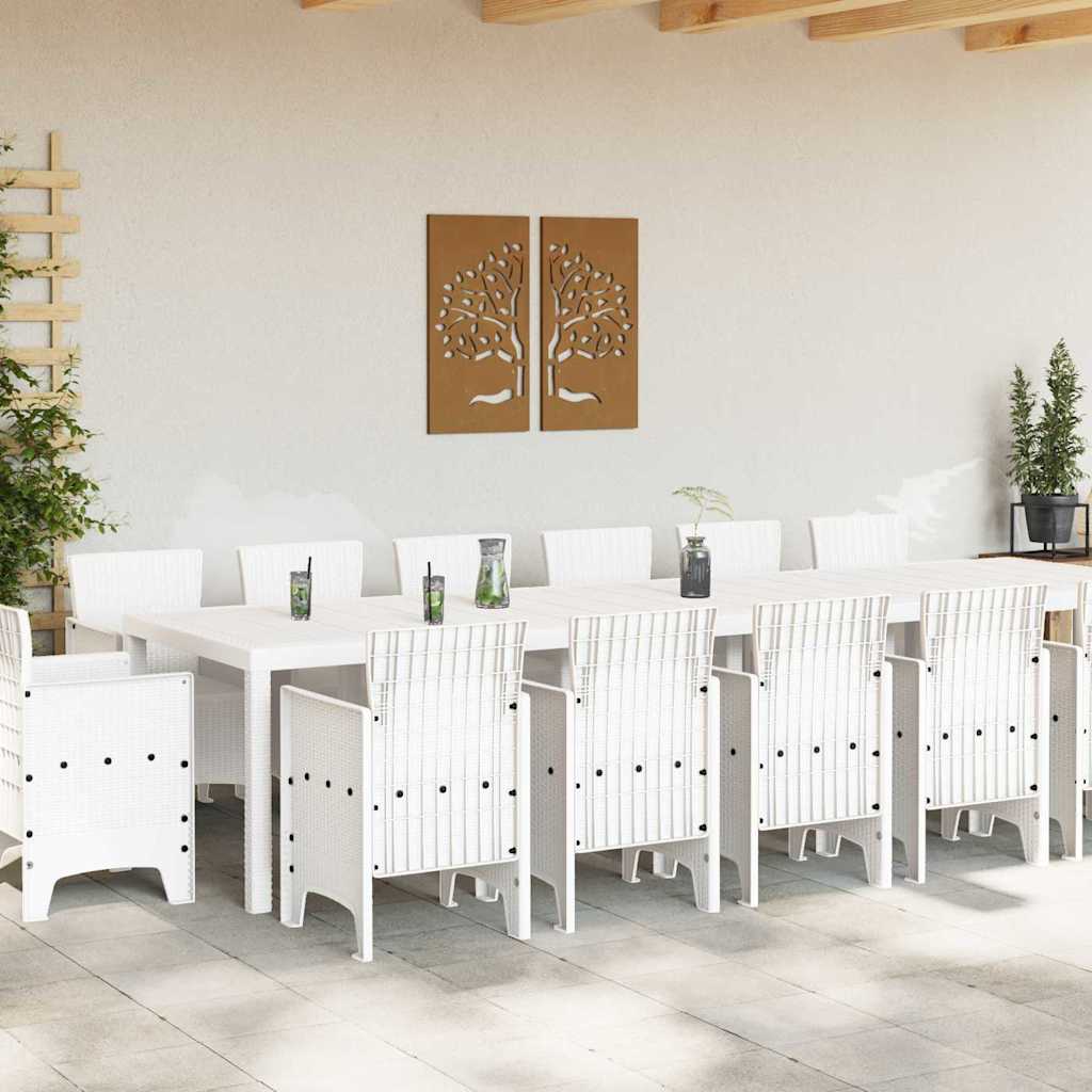 Kert étkező szett 15 pcs Fehér Polt rattan