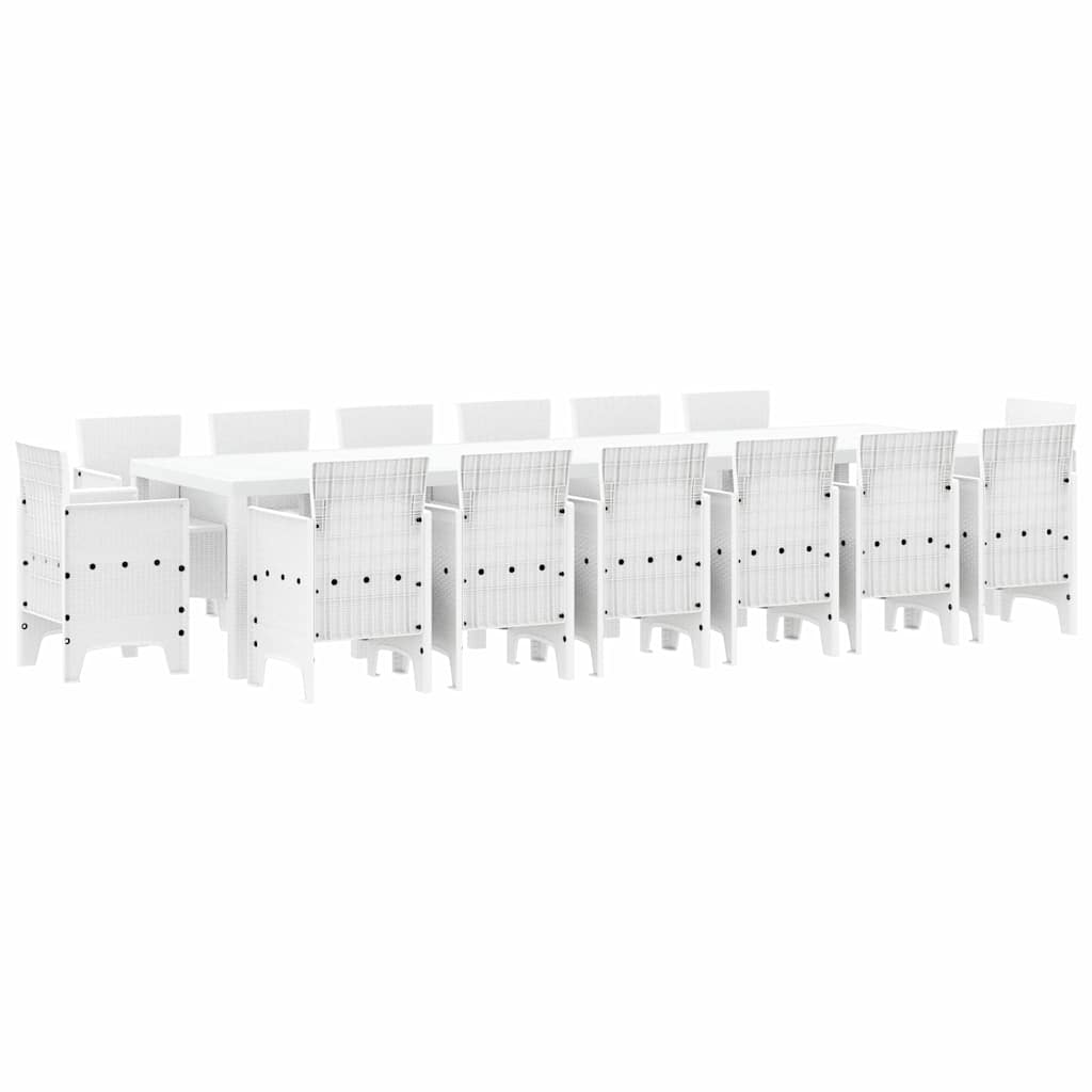 Kert étkező szett 15 pcs Fehér Polt rattan