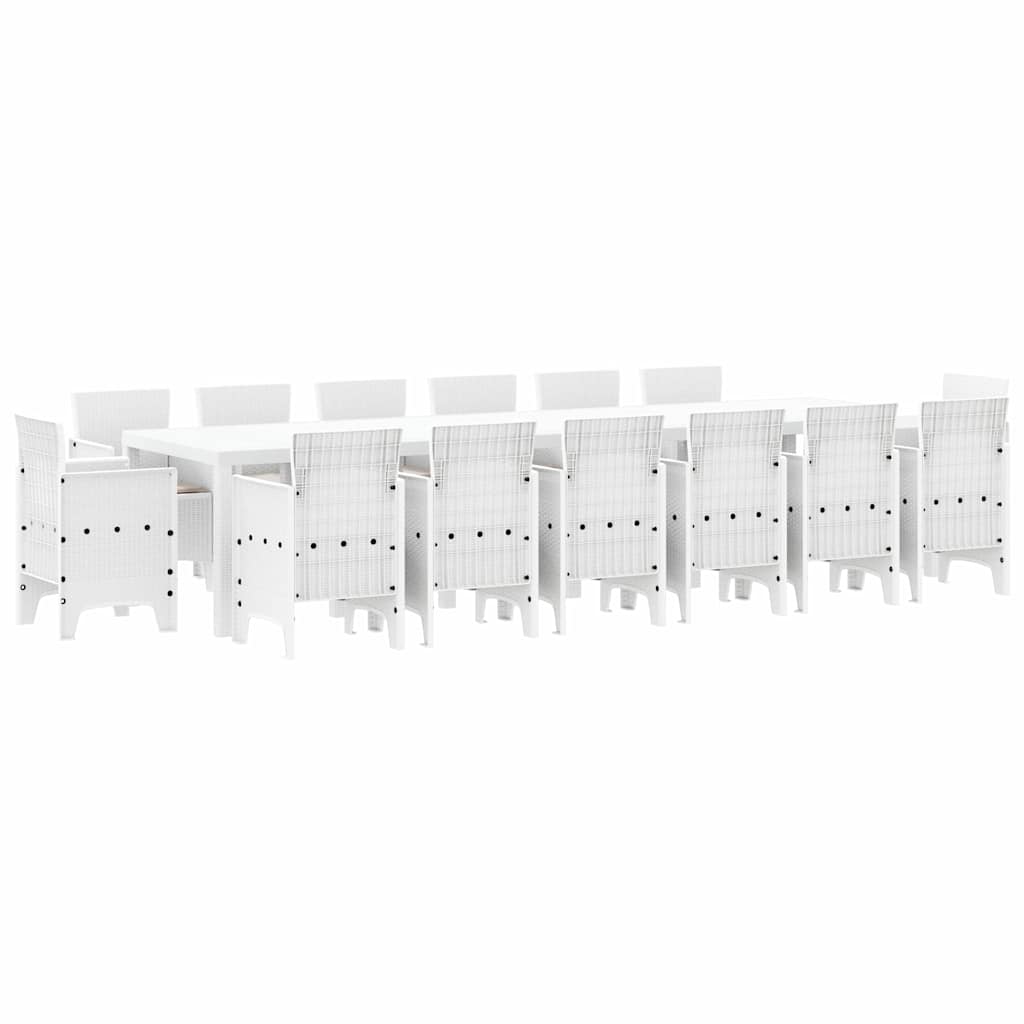 Kert étkező szett 15 pcs Fehér Polt rattan