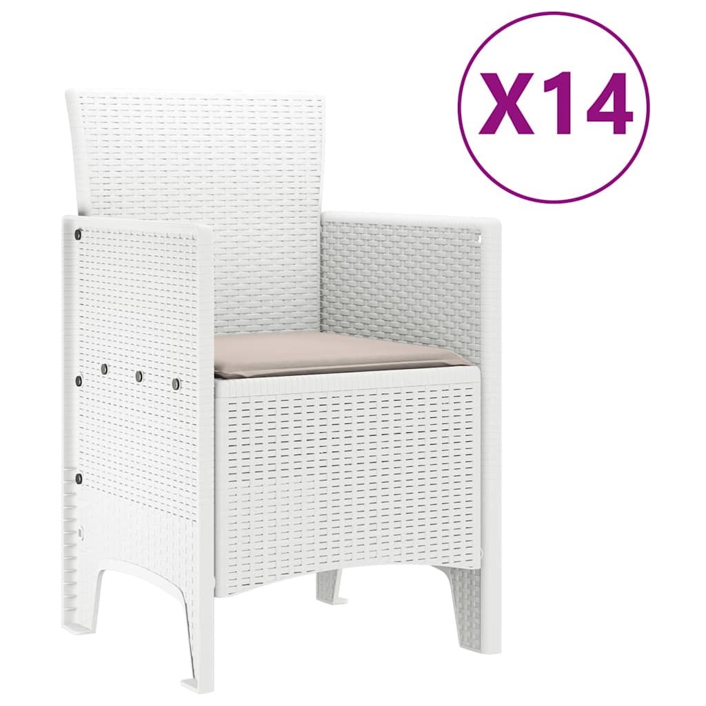 Kert étkező szett 15 pcs Fehér Polt rattan