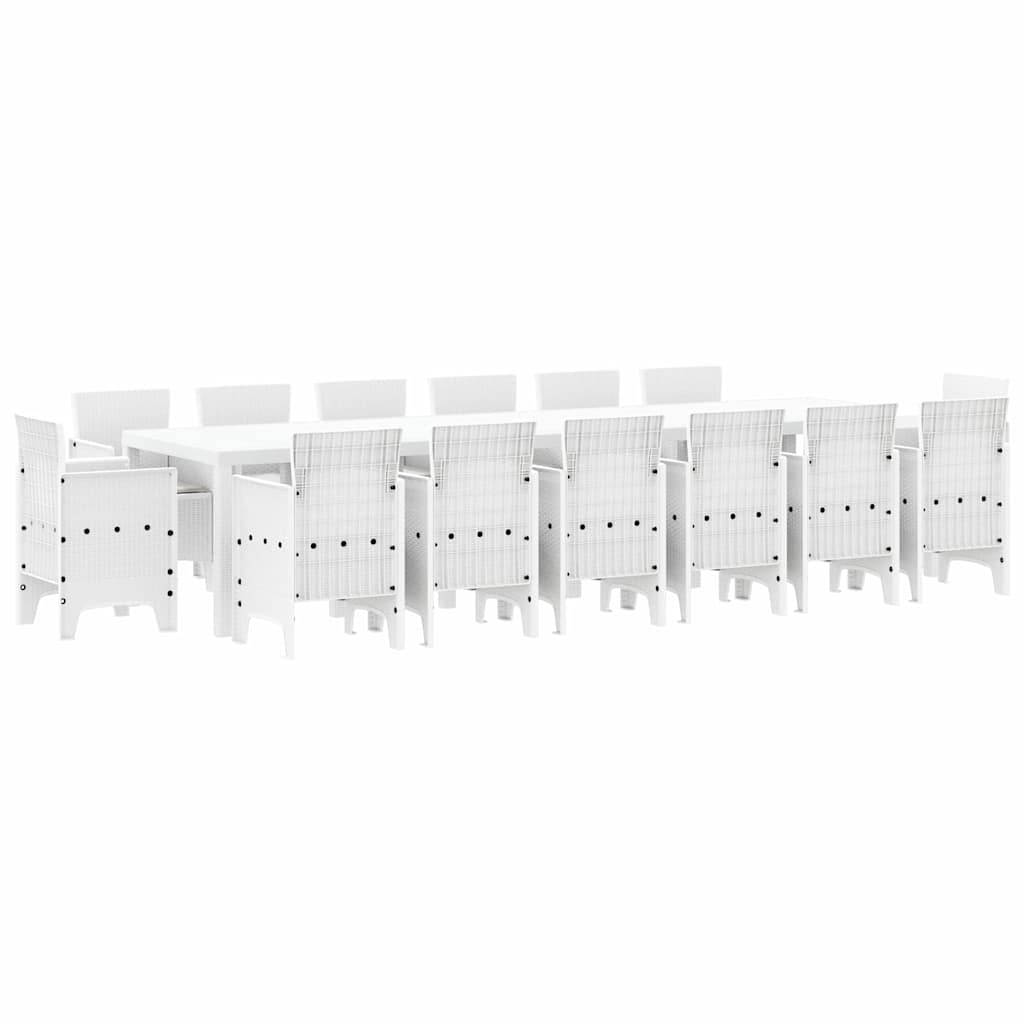 Kert étkező szett 15 pcs Fehér Polt rattan