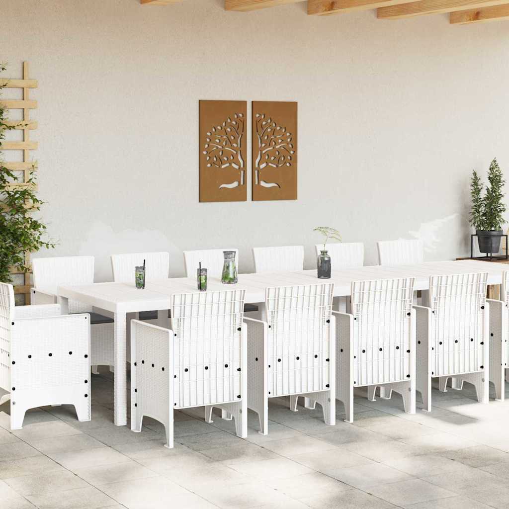 Kert étkező szett 15 pcs Fehér Polt rattan