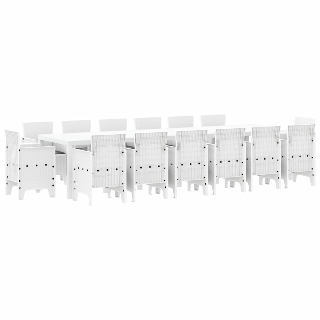 Kert étkező szett 15 pcs Fehér Polt rattan