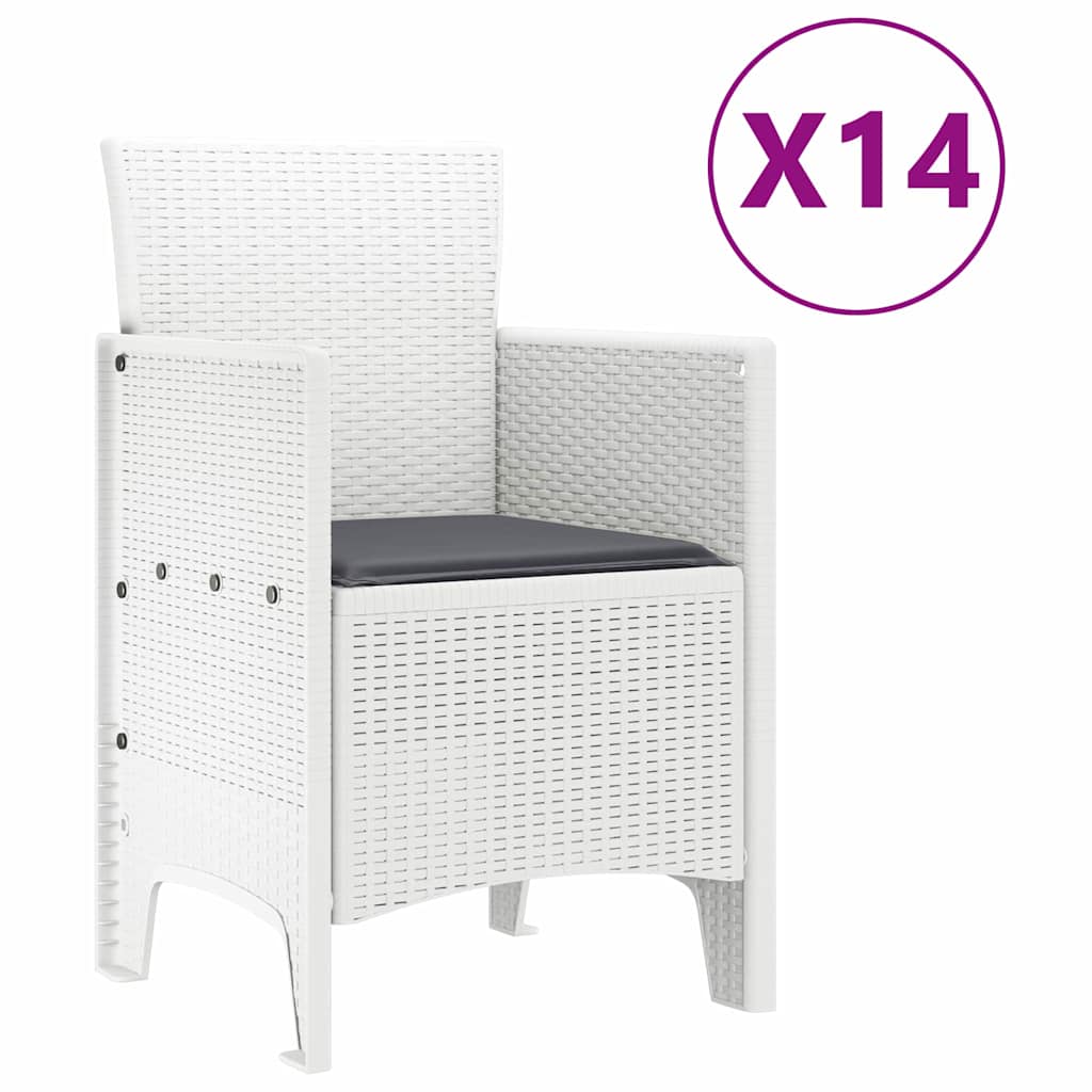 Kert étkező szett 15 pcs Fehér Polt rattan