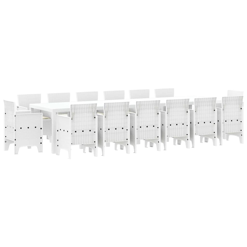 Kert étkező szett 15 pcs Fehér Polt rattan
